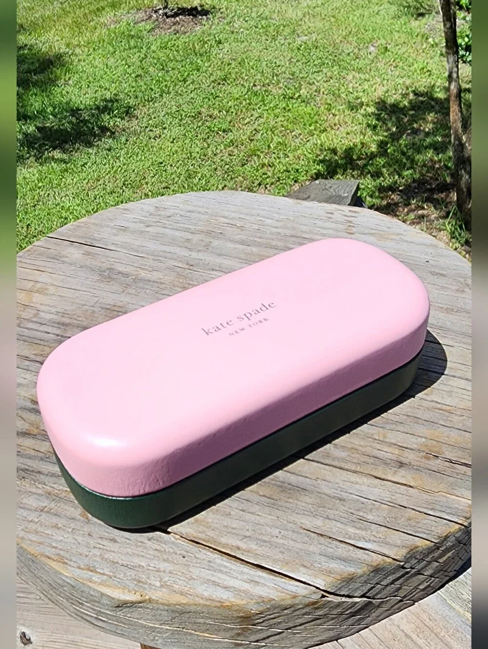 kate spade Pink and Dark Green Hard Shell Glasses Case